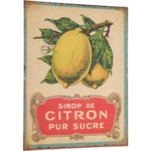 Metal skilt Sirop de Citron pur Sucre mat overflade 26x35cm